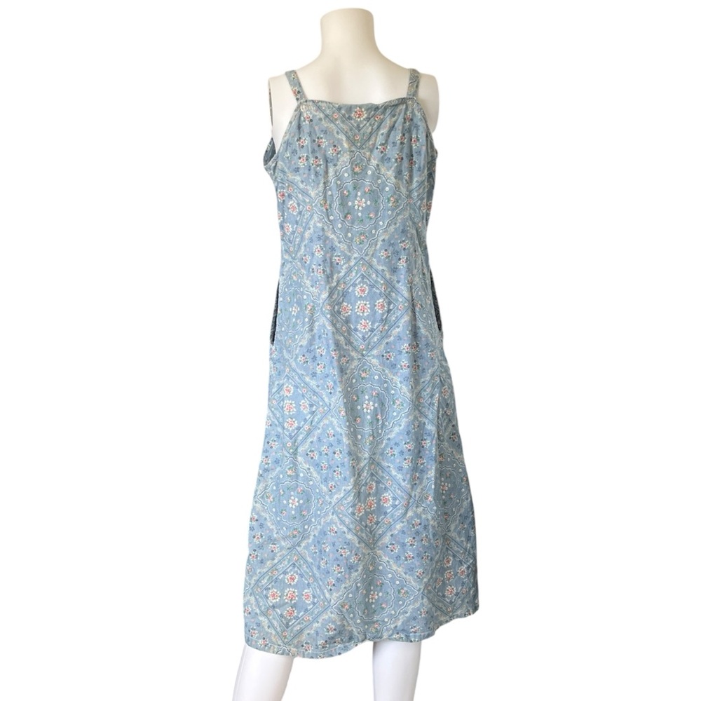 Vintage 90s Floral Cottagecore Dress Sleeveless Button Front Cotton Size 8 - Picture 2 of 10